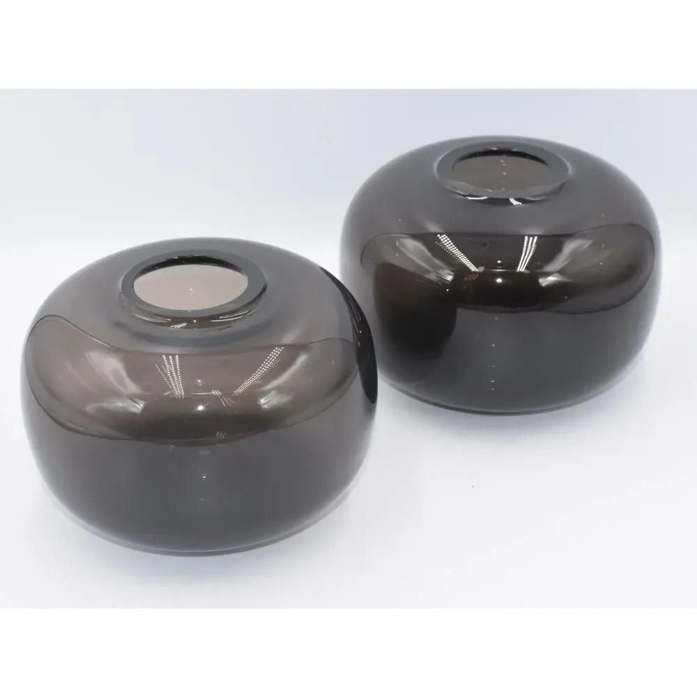 Villeroy & Boch Vintage 1970s, Minimalist Round Art Glass Orb Vase 2pc Set